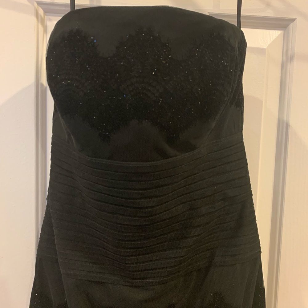 White house black market Strapless formal black dress